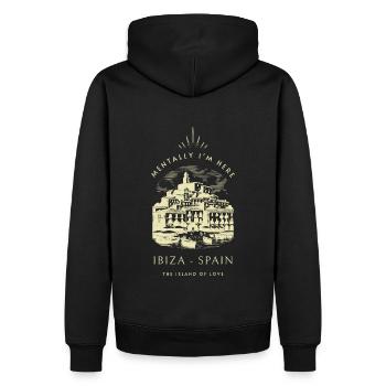 Ibiza Island of Love - Männer Premium Bio Hoodie - Schwarz - Hinten - Nico (187cm)