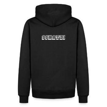 Schatzi Tshirt white - Männer Premium Bio Hoodie - Schwarz - Hinten - Nico (187cm)