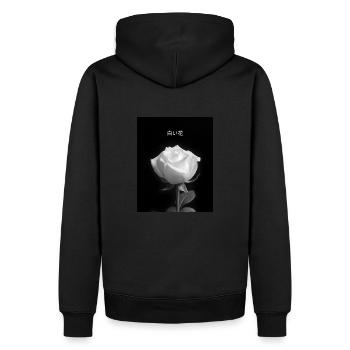 Shiroi hana- White flower design - Männer Premium Bio Hoodie - Schwarz - Hinten - Nico (187cm)