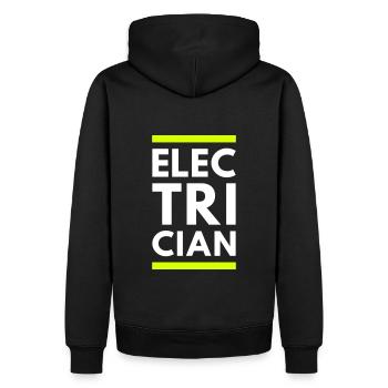 Électricien (deux lignes) - Sweat à capuche Premium bio Homme - noir - Dos - Nico (187cm)