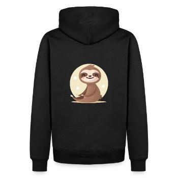 Offizielles Schlafshirt mit einem Faultier - Männer Premium Bio Hoodie - Schwarz - Hinten - Nico (187cm)