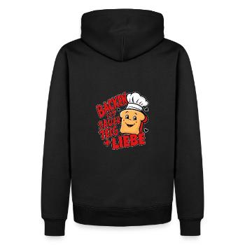 Backen ist Sauerteig und Liebe. - Männer Premium Bio Hoodie - Schwarz - Hinten - Nico (187cm)