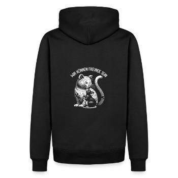 Katze und Maus in Freundschaft Frieden und Liebe - Männer Premium Bio Hoodie - Schwarz - Hinten - Nico (187cm)