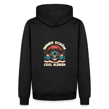 Skull mit Basecap Sonnenbrille am Strand - Männer Premium Bio Hoodie - Schwarz - Hinten - Nico (187cm)