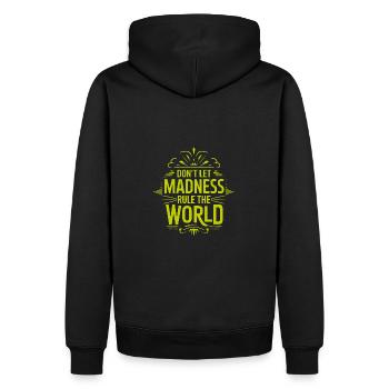 Stoppt den Wahnsinn - Männer Premium Bio Hoodie - Schwarz - Hinten - Nico (187cm)