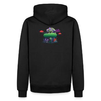 Caméléon néon sur Mushroom Rock - Sweat à capuche Premium bio Homme - noir - Dos - Nico (187cm)