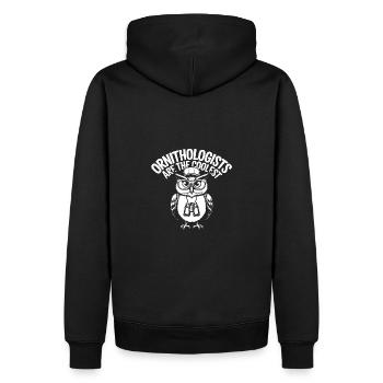 Ornithologen sind die Coolsten lustige Eule - Männer Premium Bio Hoodie - Schwarz - Hinten - Nico (187cm)