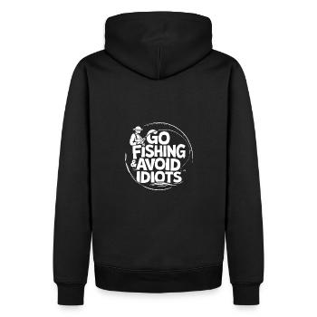 Allez pêcher, évitez les gens, reposez-vous sur l’eau. Verm - Sweat à capuche Premium bio Homme - noir - Dos - Nico (187cm)