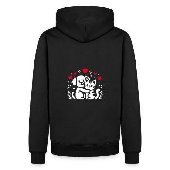 Amitié Amis Chiens et Chats Pour Toujours, - Sweat à capuche Premium bio Homme - noir - Dos - Nico (187cm)