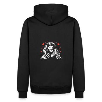 Leo et Zèbre Amour et amitié - Sweat à capuche Premium bio Homme - noir - Dos - Nico (187cm)
