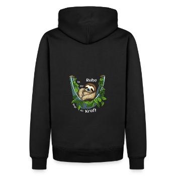 In der Ruhe liegt die Kraft! Faultier Geschenkidee - Männer Premium Bio Hoodie - Schwarz - Hinten - Nico (187cm)