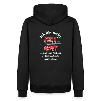 Ich bin nicht Fett... Gott gab mir nur Airbags - Männer Premium Bio Hoodie - Schwarz - Hinten - Nico (187cm)