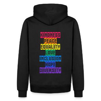 Paix Amour Egalité Diversité Droits de l’homme - Sweat à capuche Premium bio Homme - noir - Dos - Nico (187cm)