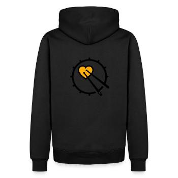 Terluk logo - Play the heartbeat - Men’s Premium Organic Hoodie - black - Back - Nico (187cm)