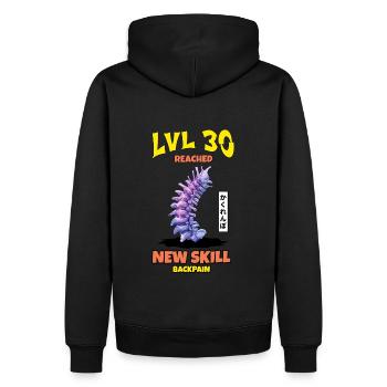 Le niveau 30 a atteint la nouvelle compétence « Mal de dos » - Sweat à capuche Premium bio Homme - noir - Dos - Nico (187cm)