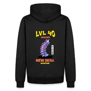 Le niveau 40 a atteint la nouvelle compétence « Mal de dos » - Sweat à capuche Premium bio Homme - noir - Dos - Nico (187cm)