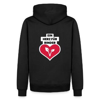 cooler Spruch vegan Rinder Herz Geschenk - Männer Premium Bio Hoodie - Schwarz - Hinten - Nico (187cm)