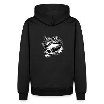 Cat Skull - Männer Premium Bio Hoodie - Schwarz - Hinten - Nico (187cm)