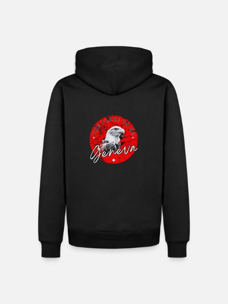 Aigle du léman - Sweat à capuche Premium bio Homme - noir