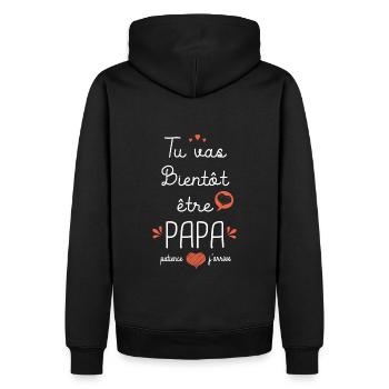 annonce grossesse papa naissance bébé - Sweat à capuche Premium bio Homme - noir - Dos - Nico (187cm)