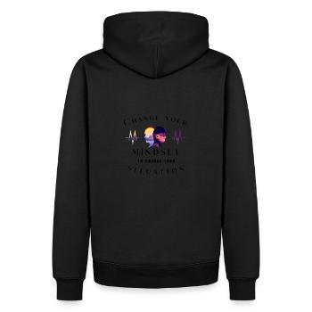Change Mindset - Men’s Premium Organic Hoodie - black - Back - Nico (187cm)