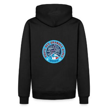 Route des Grandes Alpes V3 | 2024 - Männer Premium Bio Hoodie - Schwarz - Hinten - Nico (187cm)