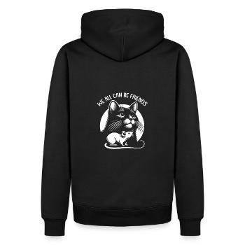 Katze und Maus in Freundschaft Frieden und Liebe - Männer Premium Bio Hoodie - Schwarz - Hinten - Nico (187cm)
