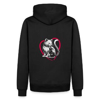 Katze und Maus und Freundschaft Frieden und Liebe - Männer Premium Bio Hoodie - Schwarz - Hinten - Nico (187cm)