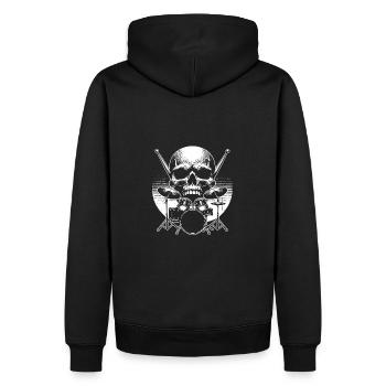Schlagzeug und Skull Schlagzeuger Rockband - Männer Premium Bio Hoodie - Schwarz - Hinten - Nico (187cm)