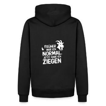 Früher war ich normal jetzt habe ich Ziegen - Männer Premium Bio Hoodie - Schwarz - Hinten - Nico (187cm)