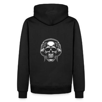 Crâne avec casque comme DJ - Sweat à capuche Premium bio Homme - noir - Dos - Nico (187cm)