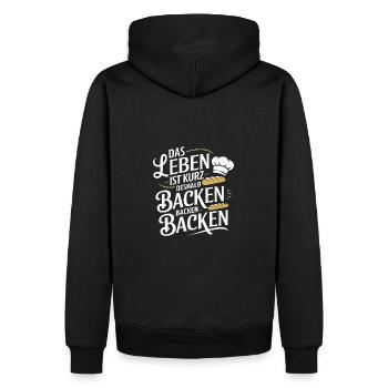 Das Leben ist kurz - nutze es zum Backen - Männer Premium Bio Hoodie - Schwarz - Hinten - Nico (187cm)