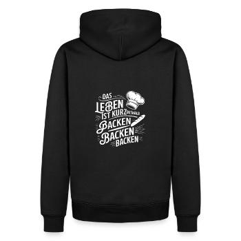 Das Leben ist kurz - nutze es zum Backen - Männer Premium Bio Hoodie - Schwarz - Hinten - Nico (187cm)