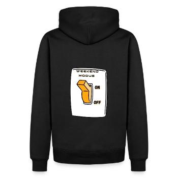 Weekend motivation on - Men’s Premium Organic Hoodie - black - Back - Nico (187cm)