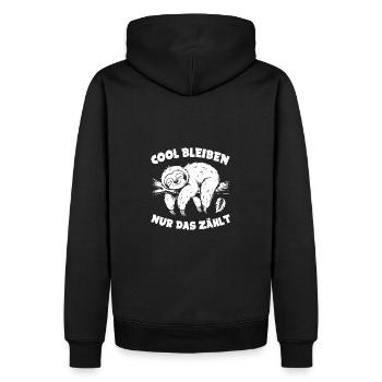 Lustiges Faultier cool bleiben - Männer Premium Bio Hoodie - Schwarz - Hinten - Nico (187cm)