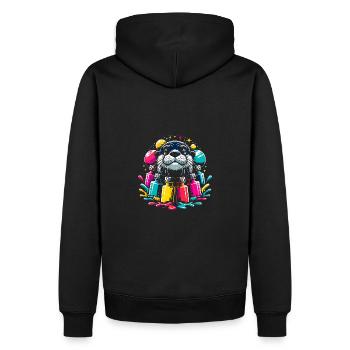 Drôle de loutre avec beaucoup de couleurs vives - Sweat à capuche Premium bio Homme - noir - Dos - Nico (187cm)