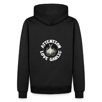 Achtung ich liebe Knoblauch Knoblauchknolle - Männer Premium Bio Hoodie - Schwarz - Hinten - Nico (187cm)