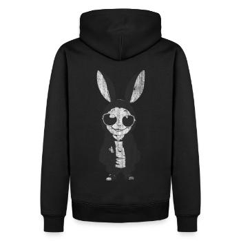 Lapin avec lunettes de soleil à capuche - Sweat à capuche Premium bio Homme - noir - Dos - Nico (187cm)