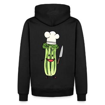 CÉLERI LÉGUME CUISINIER AMATEUR CHEF ART CULINAIRE - Sweat à capuche Premium bio Homme - noir - Dos - Nico (187cm)
