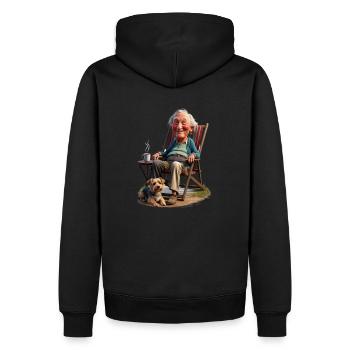 Netter Opa mit Hund-Alter Mann mit Hund - Männer Premium Bio Hoodie - Schwarz - Hinten - Nico (187cm)