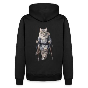 chat drôle, Randonnée, Marche nordique, Sports - Sweat à capuche Premium bio Homme - noir - Dos - Nico (187cm)