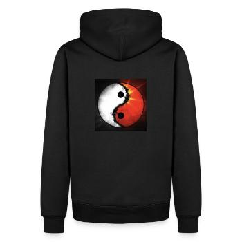 Ying & Yang - Männer Premium Bio Hoodie - Schwarz - Hinten - Nico (187cm)