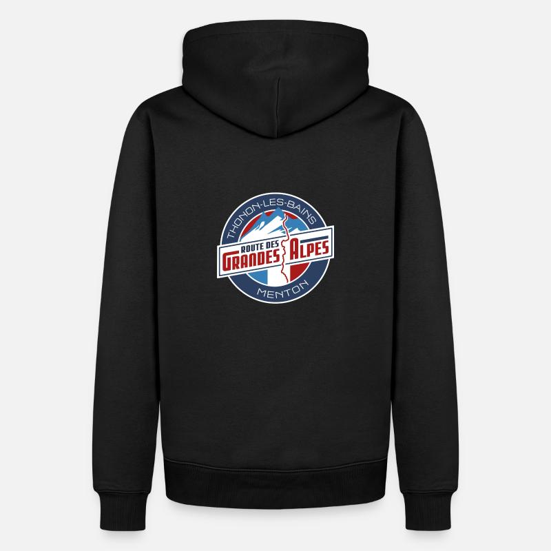 Route des Grandes Alpes | Thonon - Menton - Sweat à capuche Premium bio Homme - noir