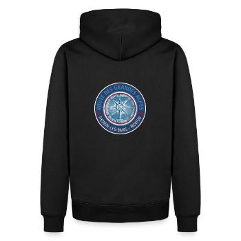 Route des Grandes Alpes | Rosette Blau - Männer Premium Bio Hoodie - Schwarz - Hinten - Nico (187cm)