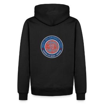 Route des Grandes Alpes | Rosace 2c - Sweat à capuche Premium bio Homme - noir - Dos - Nico (187cm)