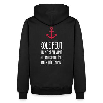 Plattdeutsch Anker Krusen Büdel Lütten Pint - Männer Premium Bio Hoodie - Schwarz - Hinten - Nico (187cm)