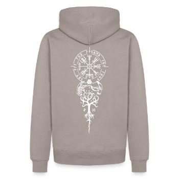 Viking Sign - Men’s Premium Organic Hoodie - taupe - Back - Nico (187cm)