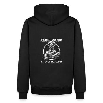 Keine Panik ich backe das gruseliger Bäckerzombie - Männer Premium Bio Hoodie - Schwarz - Hinten - Nico (187cm)