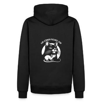 Katze und Maus in Freundschaft Frieden und Liebe - Männer Premium Bio Hoodie - Schwarz - Hinten - Nico (187cm)