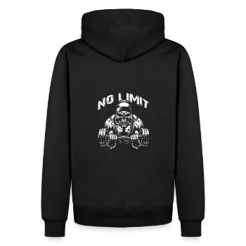 No Limit Workout Bodybuilding Skull with Dumbbell - Men’s Premium Organic Hoodie - black - Back - Nico (187cm)